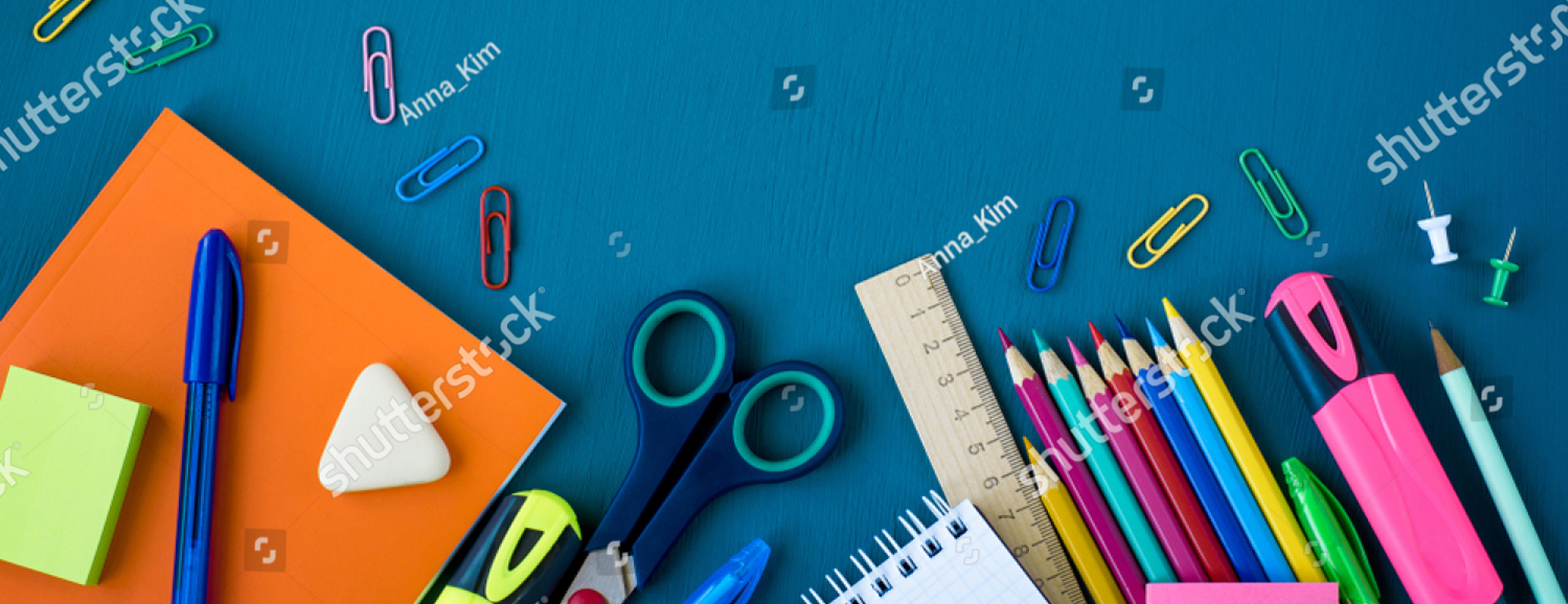 Stock Photo School Supplies On Blue Background Top View Copy Space 1383750821